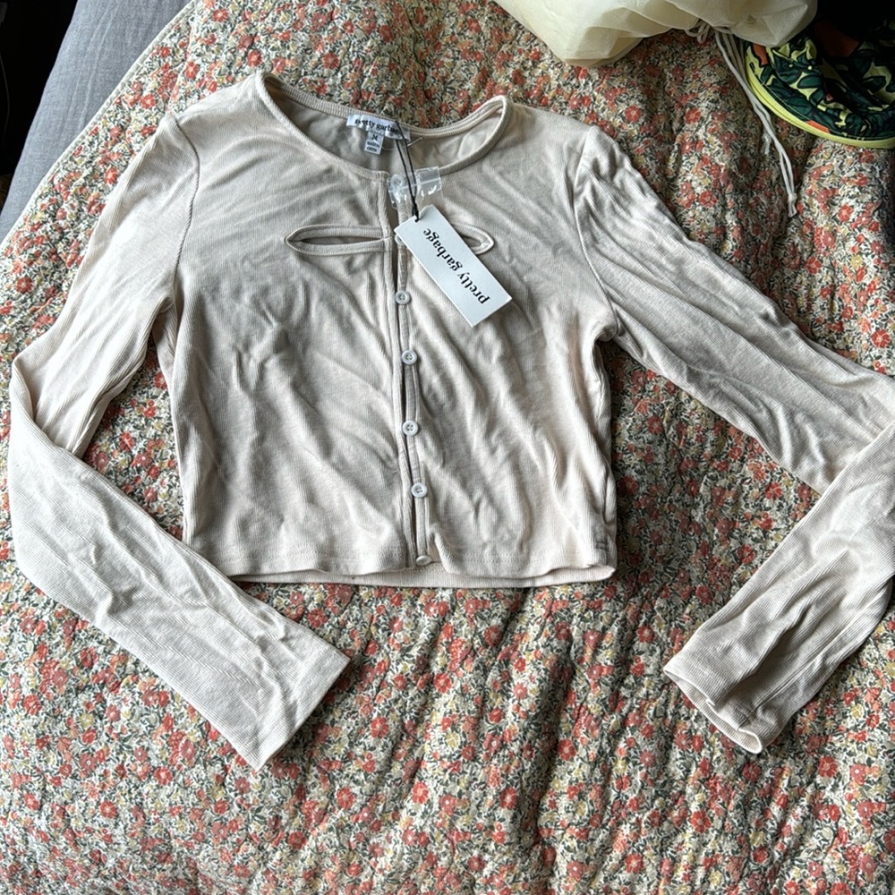 Pretty Garbage cropped cut out button down cardigan